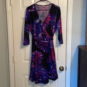 Abstract Wrap Dress